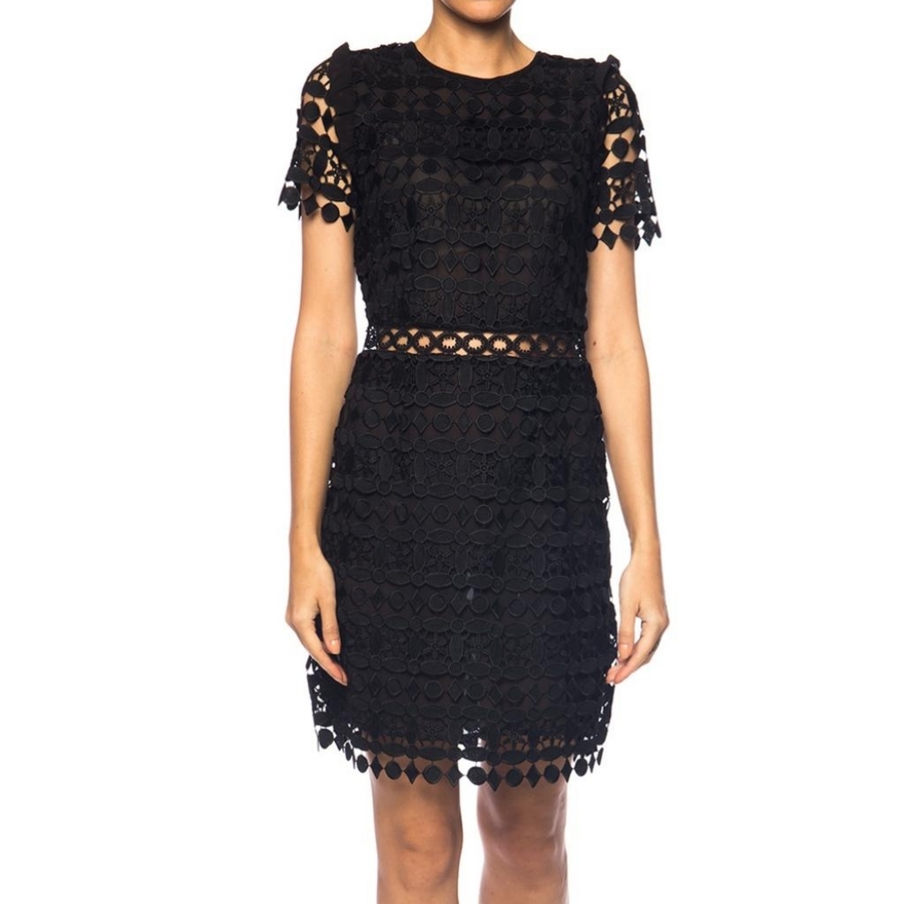 00 Michael Michael Kors Black Geometric Lace Dress